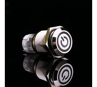 Akozon Interrupteur à Bascule Led en Métal, 16Mm, Bouton-poussoir de Verrouillage 12V, avec Connexion 1No 1Nc, Conception étanche pour Accessoires de Voiture