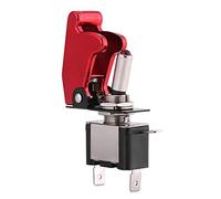 Akozon Interrupteur à Bascule LED pour Voiture de Course, 12V, 20a, avec Couvercle Rouge, pour Allumage, Ventilateurs et Lumières Critiques, Commande Marche/arrêt SPST