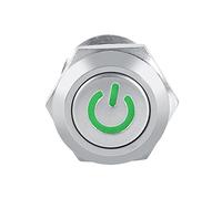 Akozon Interrupteur à Bouton-poussoir LED 12 Mm pour Automobile, Interrupteur Métallique momentané avec Conception étanche et Bornes en Laiton, éclairage Rouge pour Accessoires de Voiture (GREEN)