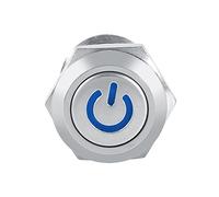 Akozon Interrupteur à Bouton-poussoir momentané étanche de 12 Mm avec LED Verte - Interrupteur LED pour Projets Automobiles et de Bricolage - Évalué Ip65 (BLUE)