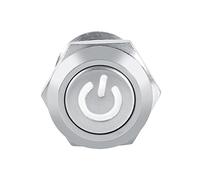 Akozon Interrupteur à Bouton-poussoir momentané étanche de 12 Mm avec LED Verte - Interrupteur LED pour Projets Automobiles et de Bricolage - Évalué Ip65 (WHITE)