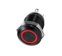 Akozon Interrupteur à Bouton-poussoir momentané pour Lumière LED de Voiture de 12 Mm avec Boîtier Noir étanche - Indice de 2 A, Idéal pour les Applications Automobiles, Disponible en Plusieurs (rouge)