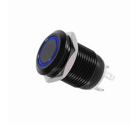 Akozon Interrupteur à Bouton-poussoir momentané pour Lumière LED de Voiture de 12 Mm avec Boîtier Noir étanche - Indice de 2 A, Idéal pour les Applications Automobiles, Disponible en Plusieurs (BLUE)