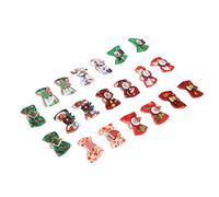 Akozon Istmas Lot de 20 Nœuds en Poils de Chien Multicolores avec Bande en Caoutchouc pour Poils d'animaux de Compagnie, Accessoire pour Cheveux de Chiot