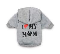 Akozon J'adore Ma Mère à Sweat à Capuche imprimé pour Chiens - Sweat-Shirt de Chiot en Molleton Chaud, Options Multi-Taille et Couleur pour Toutes Les Races (Gery #57)