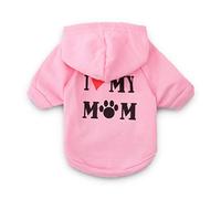 Akozon J'adore Ma Mère à Sweat à Capuche imprimé pour Chiens - Sweat-Shirt de Chiot en Molleton Chaud, Options Multi-Taille et Couleur pour Toutes Les Races (Pink #52)