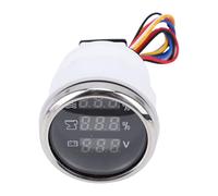 Akozon Jauge D'affichage Numérique 52mm, Voltmètre Multifonctionnel de Tension des Eaux Usées, Compteur de Niveau D'eau avec Rétro-éclairage pour Camping-cars, Camions, (Cadran noir couvercle argenté)