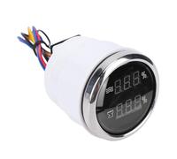 Akozon Jauge de Niveau D'eau Numérique 2 en 1 de 52 Mm, Surveillance de Haute Précision pour Camping-cars, Camions, Yachts, Rétroéclairage LED ABS + Acier Inoxydable 316 (cadran noir lunette