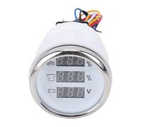 Akozon Jauge de Tension de Niveau D'eaux Usées Numérique 52mm 3 en 1 12V 24V Universelle pour Voiture Bateaux Marins RVs Affichage Bleu (cadran blanc lunette argentée)