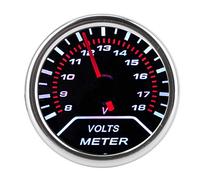 Akozon Jauge de voltmètre, 12 V 52 mm Plage de tension 8-18 volts Cadran noir Lentille fumée Instrument automobile Convient pour voiture 12V