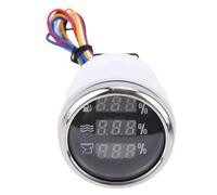 Akozon Jauge Numérique de Niveau D'eaux Usées, 52mm, 3 en 1, Affichage Bleu, Réservoir de Carburant, Compteur avec Rétro-éclairage, pour Voitures, Camping-cars, Camions, (cadran noir lunette argentée)