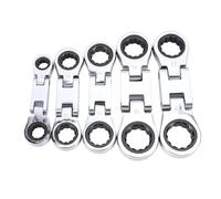 Akozon Jeu de Clés à Cliquet Professionnelles à Tête Flexible Courte, extrémité de Boîte Double Métrique 8 à 19 Mm pour Réparation Serrée, Entretien D'ordinateur, Entretien de Vélo,