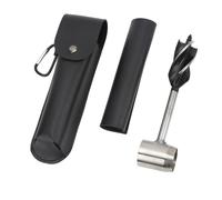 Akozon Jeu de Clés à Tarière en Bois pour les Yeux, clé à Tarière Multi-outils en Acier Inoxydable avec Sac de Rangement en Cuir-Camping et Artisanat (Sac et étui en cuir PU noir)