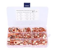 Akozon Jeu de Connecteurs à Sertir à Fil Ouvert, 140 Cosses en Cuivre, Bornes électriques Robustes, Applications Automobiles, Marines et Industrielles