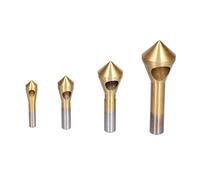 Akozon Jeu de Forets d'ébavurage à Fraise en Acier Rapide 4 Pièces-coupe-trou Conique pour le Chanfreinage et l'ébavurage du Bois, du Métal et du Plastique