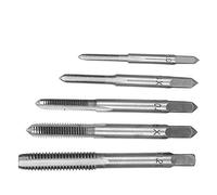 Akozon Jeu de Tarauds en Acier Rapide 5 Pièces pour Tarauds de Précision-outils de Filetage M3 à M8 avec Revêtement en Titane pour des Performances Améliorées (SILVER)