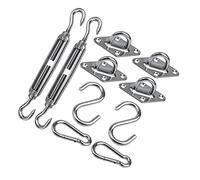 Akozon Kit de Matériel de Voile d'ombrage en Acier Inoxydable 304, avec Accessoires de Fixation Robustes, Ensemble de Fixations M6 pour Auvent de Jardin