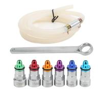 Akozon Kit de Purge de Frein, 7-12 Mm Kit de Clé de Purge de Frein en Caoutchouc Métallique 6 Adaptateurs 1 Tuyau de Vidange Universel pour Voiture, SUV, Camion Léger, Moto