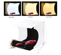 Akozon Kit de Studio Photo Pliable Portable avec Lumières LED, 6 Arrière-Plans et Câble USB, Idéal pour la Photographie de Petits Objets