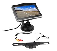 Akozon Kit de Système de Caméra de Recul, Moniteur Haute Définition, Affichage de Recul, Véhicules 12-24 V (Caméra de Plaque d'immatriculation)