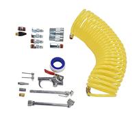 Akozon Kit de Tuyau de Pneu pour Compresseur d'air avec Raccords Rapides NPT 1/4", Pistolet de Soufflage, Mandrin à Double Pneu, Tuyau en Nylon à Bobine de 25 Pieds pour Gonfler les et Plus