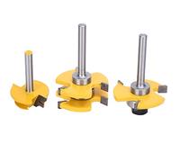 Akozon Kit d'outils Professionnels pour le Travail du Bois 3 Pièces - Jeu de Mèches de Toupie de qualité Supérieure avec Angle de 45° et Tige de 1/4, Idéal pour le Routage, le