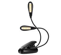 Akozon Lampe de lecture LED - 14 LED - Rechargeable par USB - 3 niveaux de luminosité - Intensité variable - Double tête - Clip flexible - Pour lecture de nuit, bureau, livre, lit