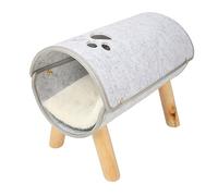Akozon Lit Tunnel pour Chat avec Pieds en Bois, Doux et Confortable, Lit Tunnel surélevé avec Coussin en Peluche pour Toutes Les Saisons, Accessoires Professionnels à Utiliser