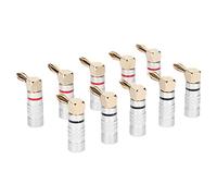 Akozon Lot de 10 Fiches Bananes à Angle Droit - Boîtier en Cuivre et Aluminium plaqué Or 24 Carats pour Fil de Haut-Parleur de 4 Mm, Connecteur Idéal pour Home Cinéma, Amplificateurs et Systèmes