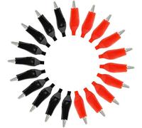 Akozon Lot De 20 Pinces De Test De Sécurité En Alligator En Métal De 35 Mm, Pinces Électriques, Noir Et Rouge