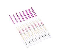 Akozon Lot de 8 crochets en aluminium avec motif floral doux et manche en plastique (manche rugueux)