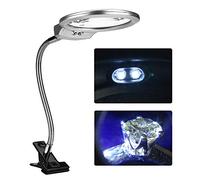 Akozon Loupe à Pince de Bureau Led Réglable, Loupe Flexible pour la Réparation de Montres et de Bijoux