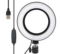 Akozon Lumière Vidéo LED pour Photographie et Selfie, Lampe USB à intensité Variable de 6 Pouces avec Trépied et Support de Téléphone, Lumières pour Selfie/Accessoires USB