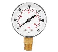 Akozon Manomètre à montage au sol 50 mm 1/4 BSPT Filetage mâle en laiton pour carburant Air Gaz Eau (0-300 psi 0-20 bar) Accessoire