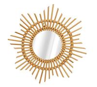 Akozon Miroir en Forme D’étoile en Rotin tissé à la Main - Décoration Murale Unique pour Chambre à Coucher, Salon, Couloir - Miroir Mural Suspendu en Rotin Esthétique