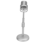 Akozon Modèle de Microphone de Simulation à l'ancienne avec Base Stable et Tige de Support Réglable - Ensemble d'accessoires de Style Rétro pour la Photographie et Les Affichages Vintage (Silver)