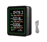 Akozon Moniteur de qualité de L'air 5 en 1, Détecteur de Température et d'humidité CO2 TVOC HCHO, Testeur D'intérieur avec Capteur NDIR Noir