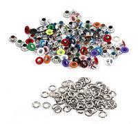 Akozon Oeillets Couture, 100 Ensembles 4mm Rond Métal Décor Oeillets pour Barillet antirouille pour Rideaux Bâches en Cuir Artisanat d'art Chaussures Vêtements（Couleur）