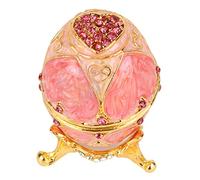 Akozon Organisateur de bijoux vintage émaillé en forme d'œuf rose pour Noël, boîte à bijoux, décoration