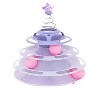 Akozon Ornements de Chat Rouleau 3 Niveaux Base Antidérapante Facile à Nettoyer Ornements de Piste de Plateau Tournant Interactif pour Frapper, Chasser, écraser, Accessoires