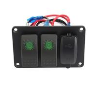 Akozon Panneau de Commutation pour Moto ATV 2 avec Chargeur de Voiture 4,8 A et 45 Autocollants - Interrupteur à Bascule LED étanche pour Véhicules avec Lampe Verte (BLUE)