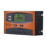 Akozon Panneau Solaire PWM, Contrôleur Solaire, Identification Automatique, Régulateur 12/24V, 20A, avec Double Sortie USB, Pelouse et Jardin