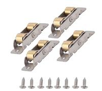 Akozon Paquet de 4 Ensembles de Rouleaux pour Porte Patio Coulissante avec Roulements de Type 88 pour un Fonctionnement sans Effort dans les Maisons et les Bureaux (Double roue plate en cuivre)