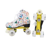 Akozon Patins à roulettes à Double Rangée à 4 Roues, Chaussures de Patinage avec Graffiti Blanc, pour Enfants et Adultes, Taille 38