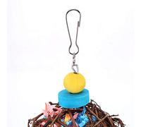 Akozon Perreau de Perroquet à la Main Jouet Suspendu pour Les Macaws et Les Perruches - Roard avec des Fibres Colorées, Accessoire de Cage Amusant pour Le Jeu et Le Conditionnement du Bec