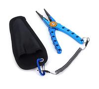 Akozon Pince Multifonction pour Pêche, Acier Inoxydable, Manche en (BLUE) | Cuts braid line, opens split rings, removes hooks, aluminum grip, blue silver finish