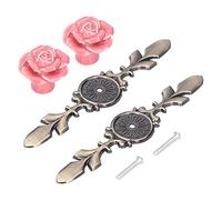 Akozon Poignée de Traction pour Bouton d'armoire Décoratif Floral, 2 Ensembles de Boutons de Tiroir à Fleurs en Céramique, Meubles de Cuisine
