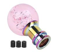 Akozon Pommeau de Levier de Vitesse, Pommeau de Levier de Vitesse Manuel à Bulle de Cristal Rose Universel avec 3 Adaptateurs Filetés 8 Mm, 10 Mm, 12 Mm