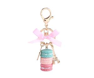 Akozon Porte Clé Macaron, Statue de phénix en Laiton Haute dureté Bon Brillant Macaron Clef Tour Eiffel Porte Clef Macarons Sac Pendentif Voiture Charme Décoration (Vert) Porte-clés Metal