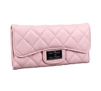 Akozon Portefeuille Long de Grande capacité en PU Rose à Motif écossais, Sac à Main Multifonctionnel pour Femmes pour Un Usage Quotidien et Le Shopping